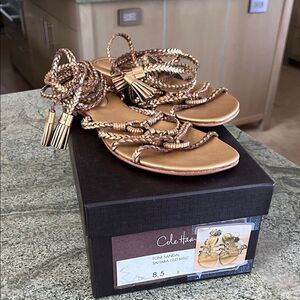 New Cole Haan Women's Braided Gold Sandals 8.5